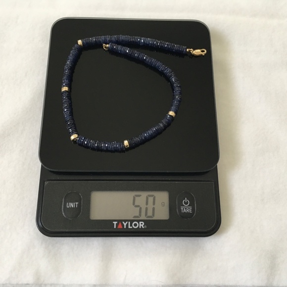 Genuine Blue Sapphire 14k Yellow Gold Bead Strand  Choker Necklace - Picture 11 of 15